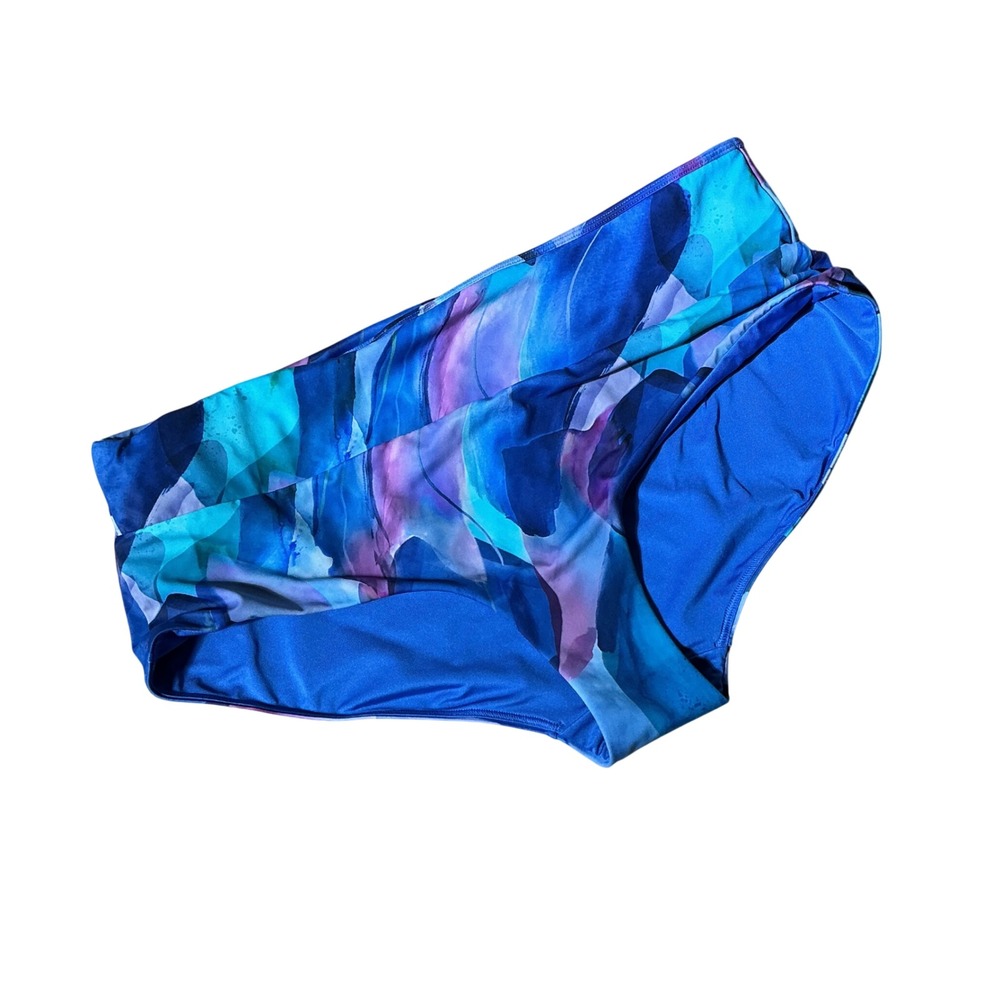Athleta Clean Medium Swim Bottom Blue Purple Watercolor Abstract 981524 Large